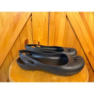 Crocs Kadee Slingback Flats Black Croslite Comfort Shoes Womens Size 8